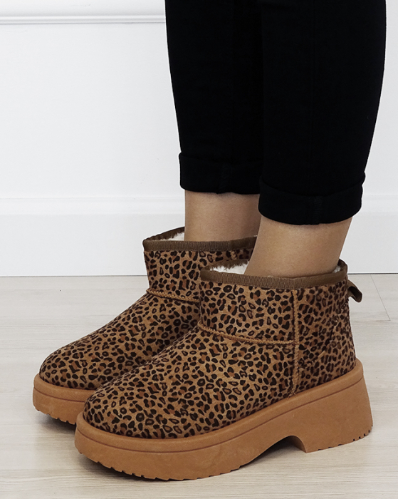 Ghete imblanite cu talpa groasa si imprimeu leopard LT33-49 113