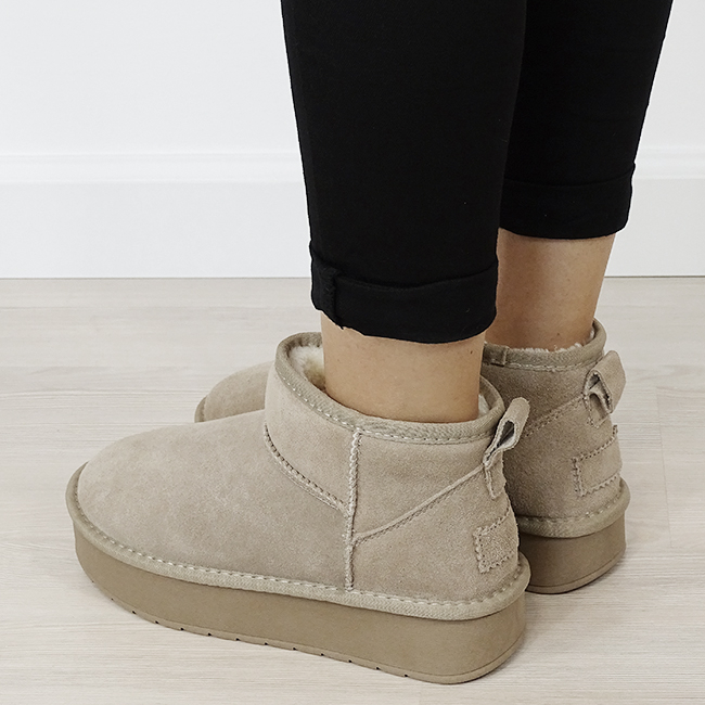 Ghete kaki deschis din piele naturala NN604 116 [3]