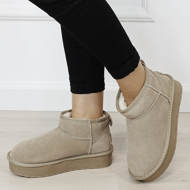 Ghete kaki deschis din piele naturala NN604 116