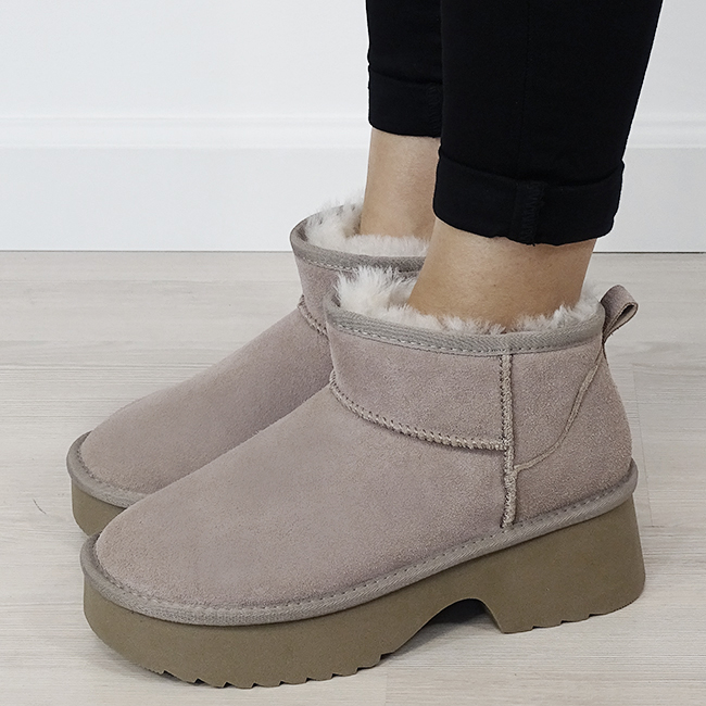 Ghete kaki deschis din piele naturala W5878 114 [2]