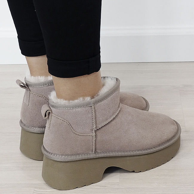 Ghete kaki deschis din piele naturala W5878 114 [6]