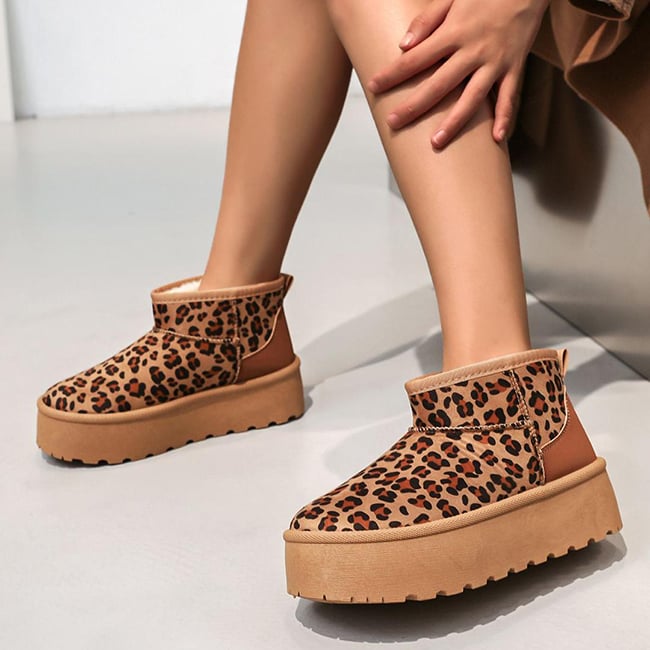 Ghete leopard print tip UGG cu talpa groasa LT33-15 113