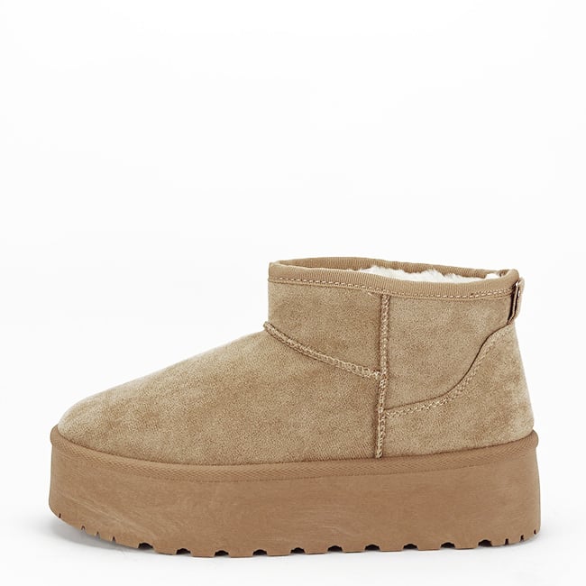 Ghete maro deschis tip UGG cu talpa groasa 333-78 116