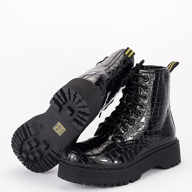 Ghete negre cu imprimeu de reptila G-7695 118 [6]