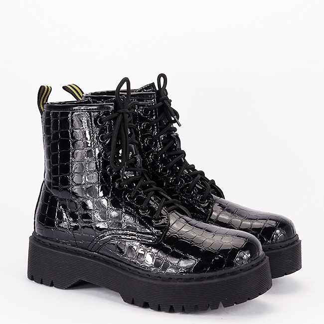 Ghete negre cu imprimeu de reptila G-7695 118 [5]