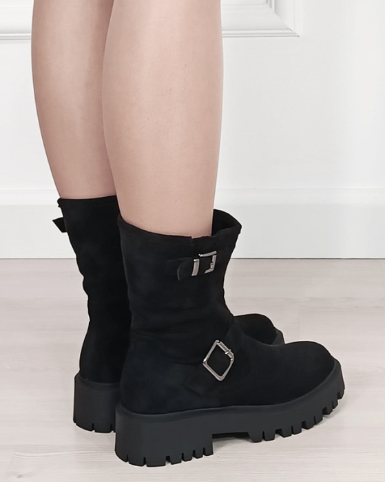 Ghete negre dama cu talpa groasa H8-623 115 [5]
