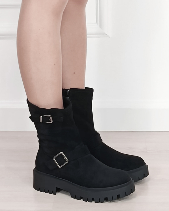 Ghete negre dama cu talpa groasa H8-623 115 [6]