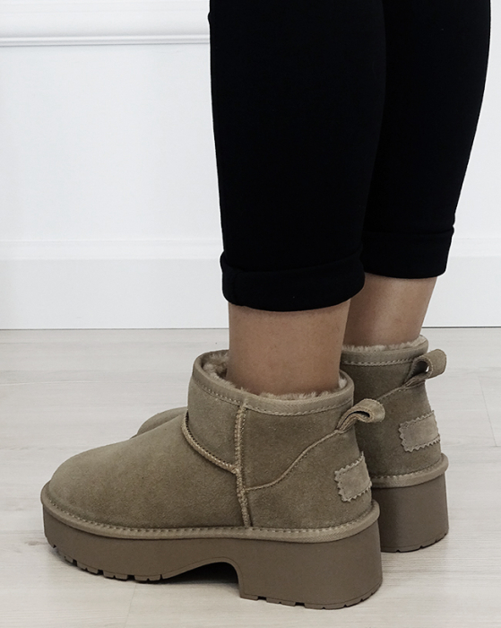 Ghete taupe cu platforma din piele naturala JB1999 116 [3]