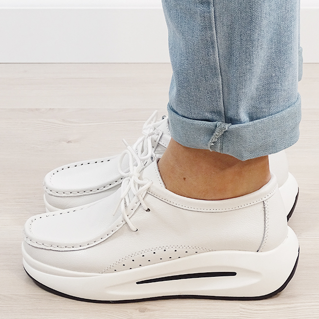 Mocasini albi din piele naturala WKS02 M7 [3]