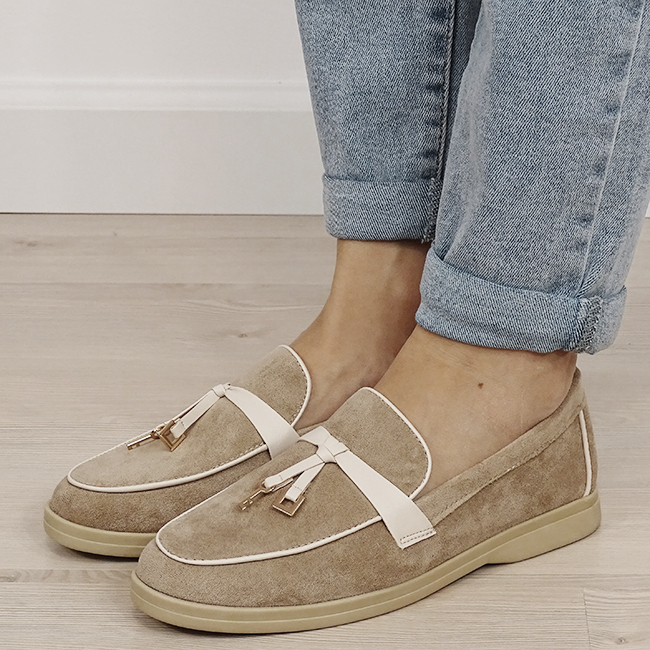 Mocasini bej de tip loafers 1502 01 [2]