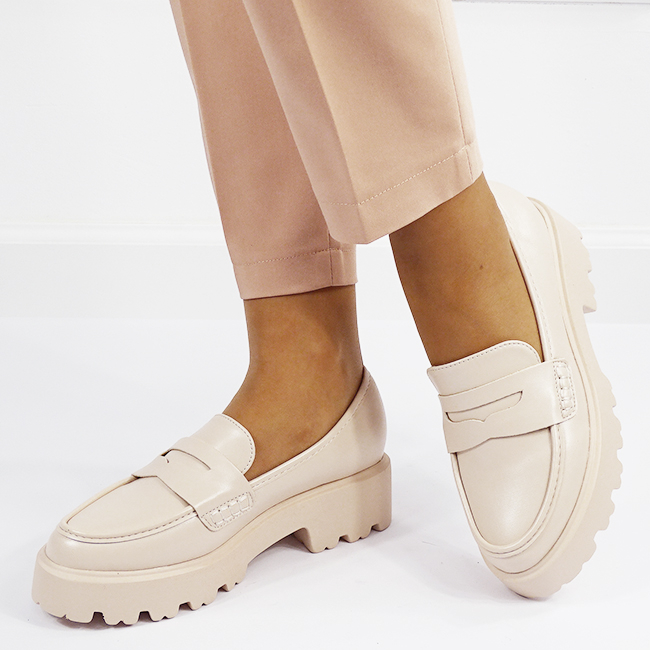 Pantofi bej de tip loafers H8-359 M2 [2]