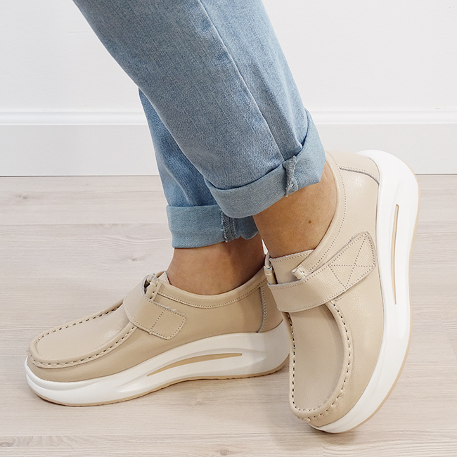 Mocasini bej din piele naturala WKS01 M7 [2]