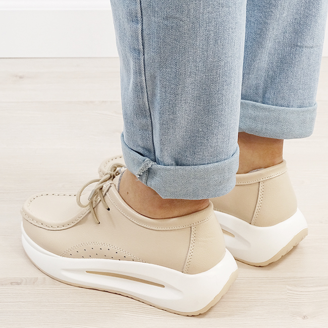 Mocasini bej din piele naturala WKS02 M7 [4]