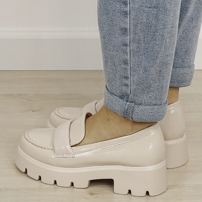 Mocasini bej lacuiti de tip loafers MO-6 01 [3]