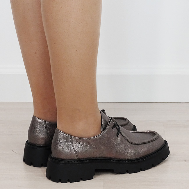 Mocasini dama bronz metalizati cu siret DQY9011 02 [5]
