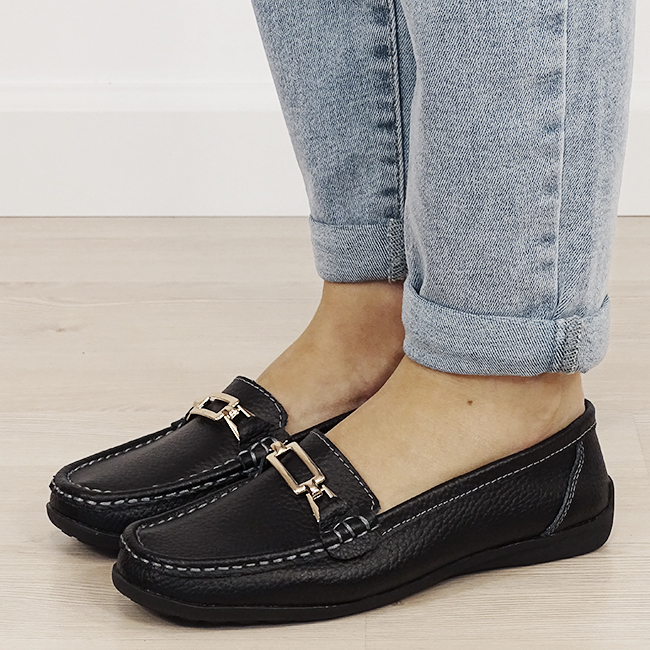 Mocasini negri de tip loafers din piele naturala 0511 01 [2]