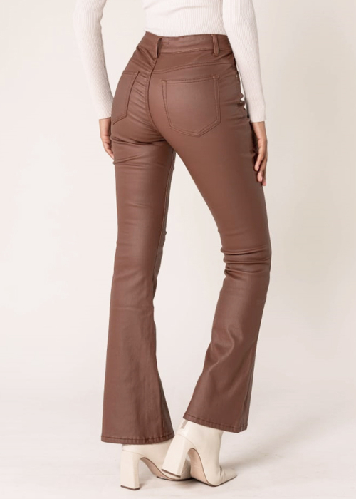Pantaloni evazati din piele ecologica Maro mat LP302 M9 [6]