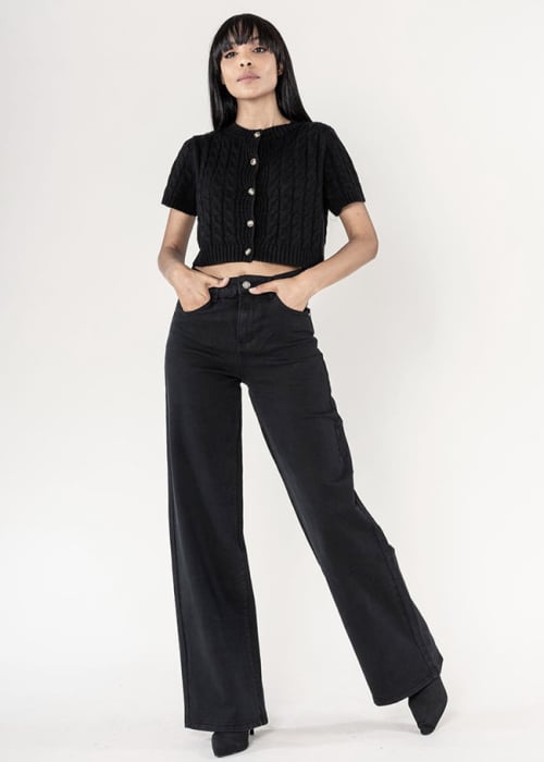 Pantaloni negri Evazati Nina Carter J251-1 M9