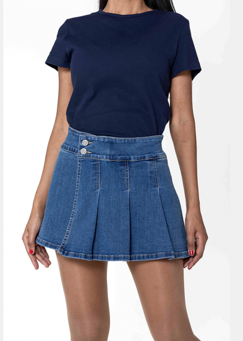 Pantaloni scurti tip fusta din denim P511-5 M7, Albastru [6]