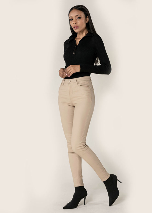 Pantaloni skinny din piele ecologica Bej LC001-2 M9 [2]