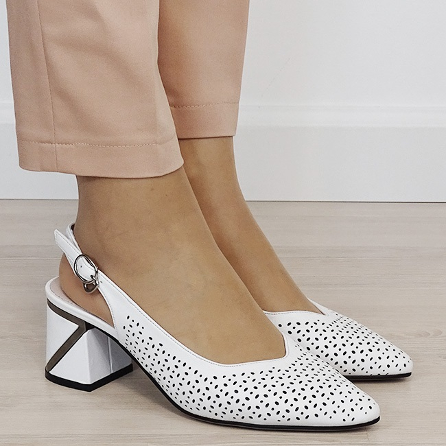 Pantofi albi perforati din piele naturala BY6885-2 02 [6]