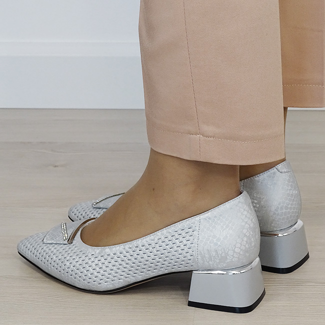 Pantofi argintii comozi din piele naturala BY6935-1 03 [3]