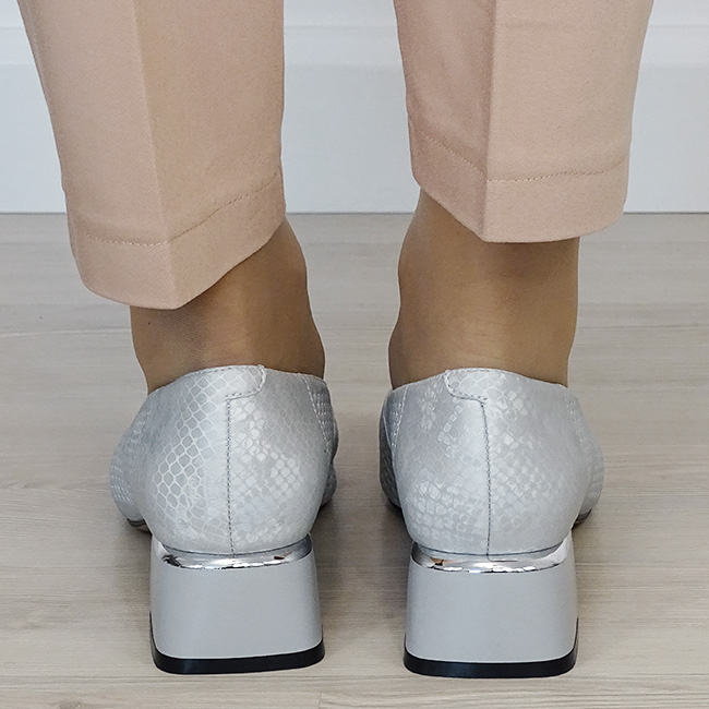 Pantofi argintii comozi din piele naturala BY6935-1 03 [4]