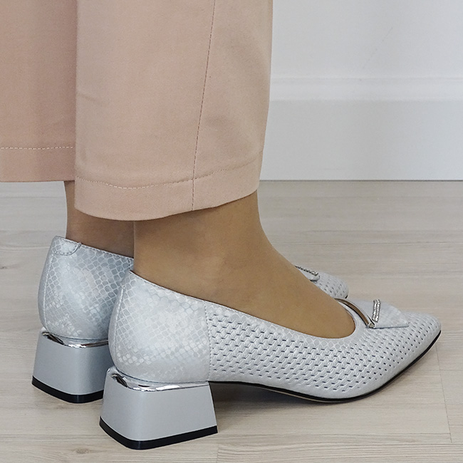 Pantofi argintii comozi din piele naturala BY6935-1 03 [5]