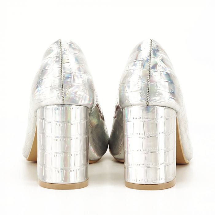 Pantofi argintii cu imprimeu reptila Fancy [4]