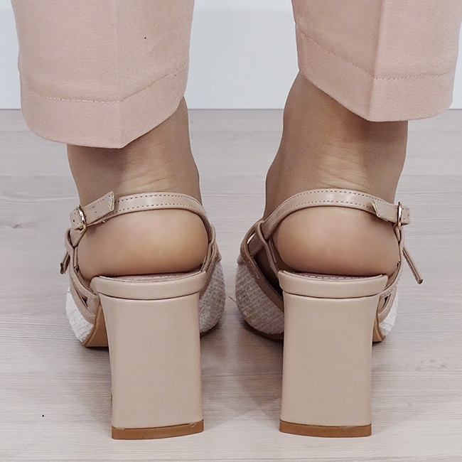 Pantofi bej cu model impletit H8-1095 01 [4]