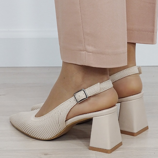 Pantofi bej cu model tricotat H8-1167 01 [3]