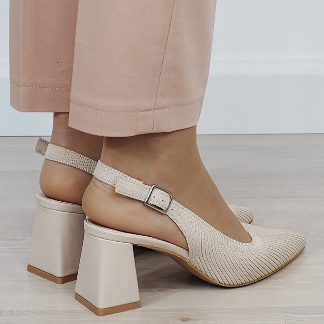 Pantofi bej cu model tricotat H8-1167 01 [5]