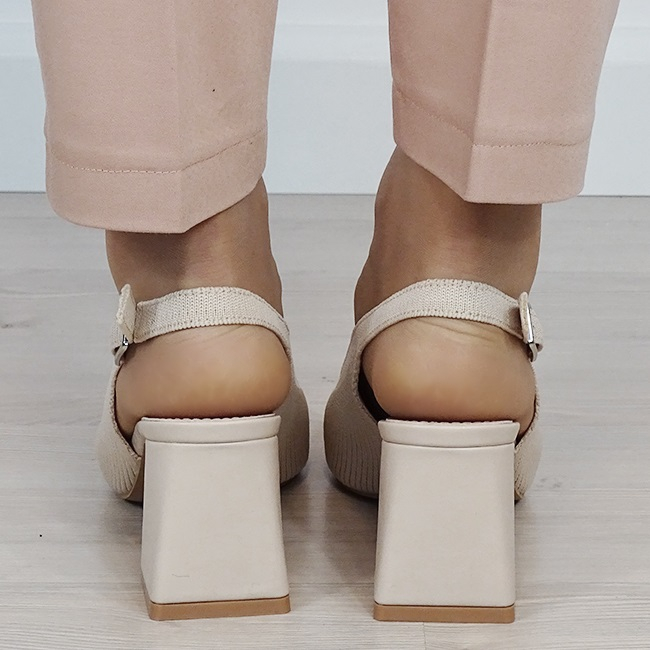 Pantofi bej cu model tricotat H8-1167 01 [4]