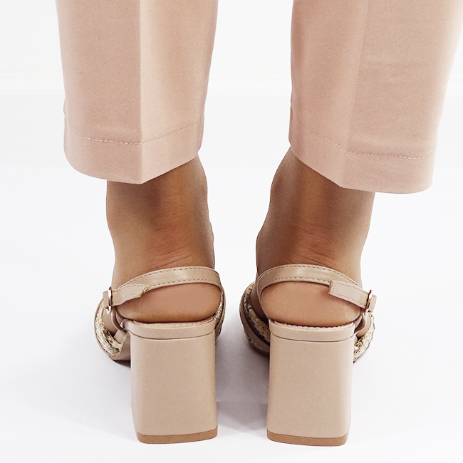 Pantofi bej eleganti cu model din rafie impletita YK-1817 04 [5]