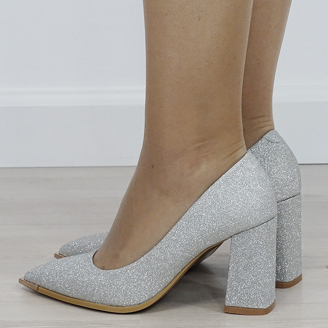 Pantofi eleganti argintii cu sclipici D-1278 01 [3]