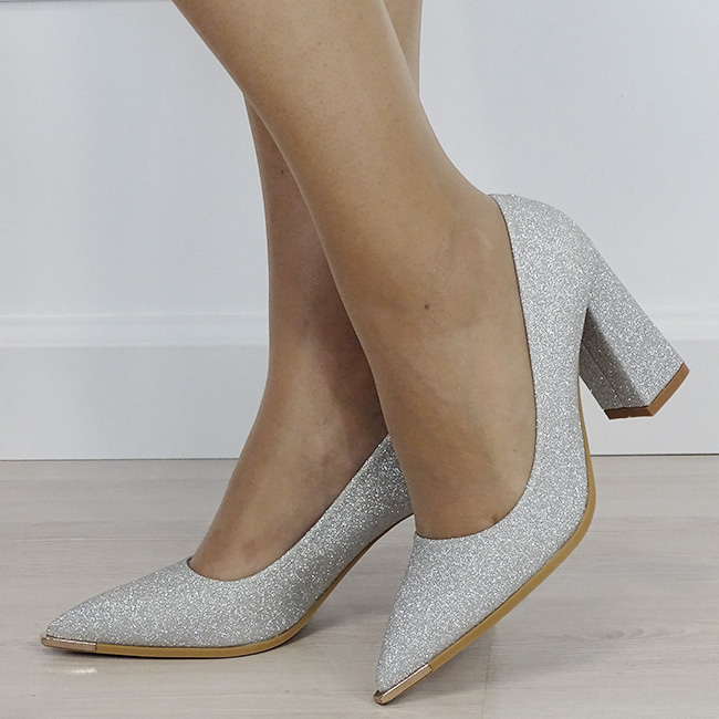 Pantofi eleganti argintii cu sclipici D-1278 01 [2]