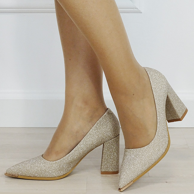 Pantofi eleganti aurii cu sclipici D-1278 01 [2]
