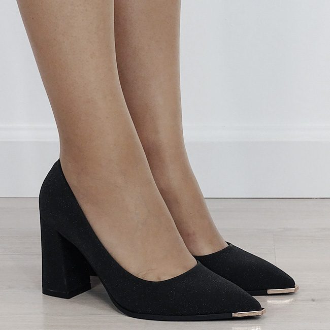 Pantofi eleganti negri cu sclipici D-1278 01 [6]