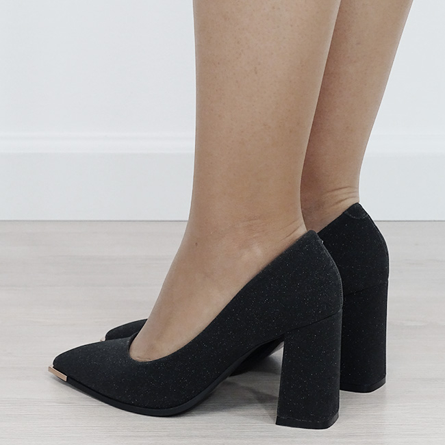 Pantofi eleganti negri cu sclipici D-1278 01 [3]