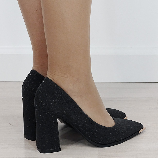 Pantofi eleganti negri cu sclipici D-1278 01 [5]
