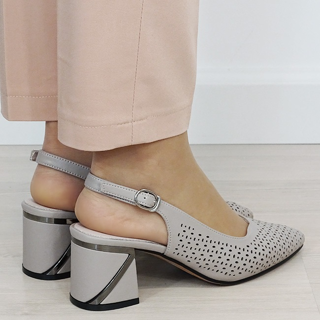 Pantofi gri perforati din piele naturala BY6885-6 02 [5]