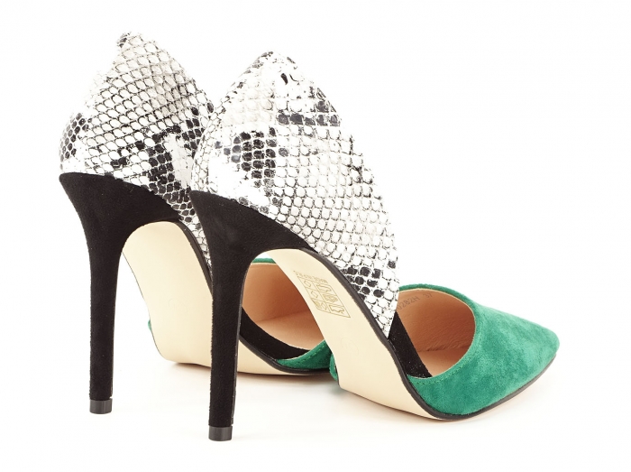 Pantofi stiletto verzi cu imprimeu de sarpe Lori [4]