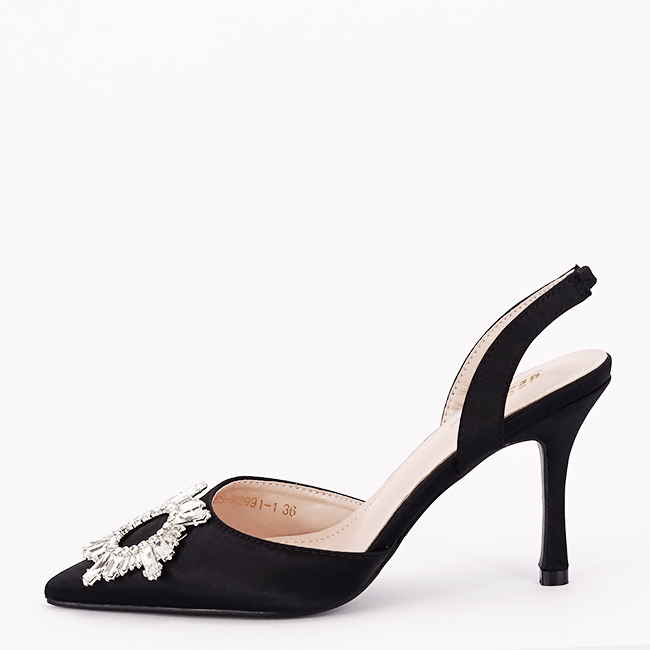 Pantofi negri eleganti cu brosa YES-92991-1 04 [2]
