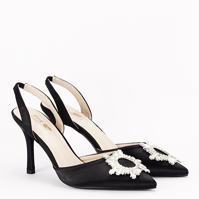 Pantofi negri eleganti cu brosa YES-92991-1 04 [3]