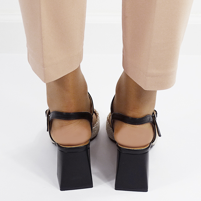 Pantofi negri eleganti cu model impletit HK-1308 04 [5]