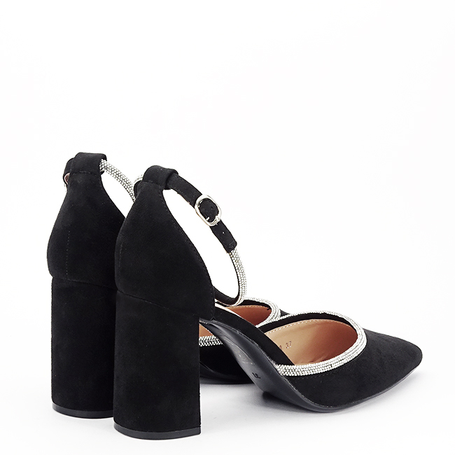 Pantofi negri eleganti cu pietricele argintii BSD38-1 03 [5]