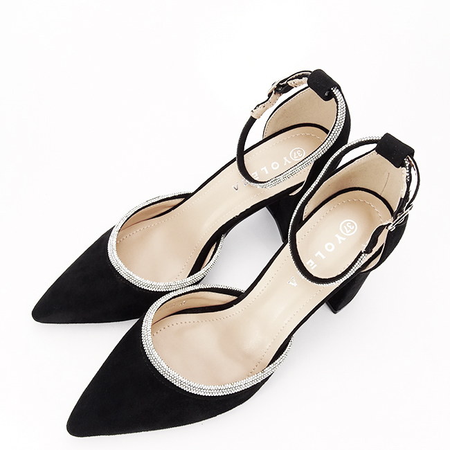 Pantofi negri eleganti cu pietricele argintii BSD38-1 03 [4]