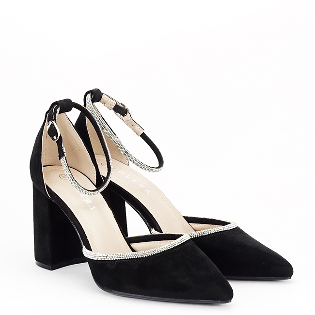 Pantofi negri eleganti cu pietricele argintii BSD38-1 03 [3]