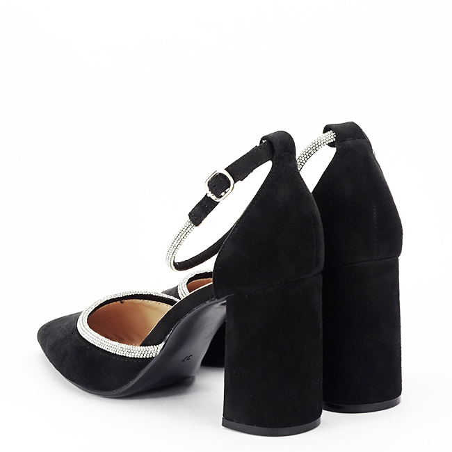 Pantofi negri eleganti cu pietricele argintii BSD38-1 03 [7]