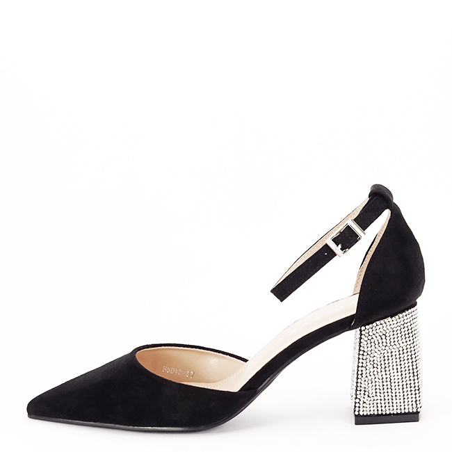 Pantofi negri eleganti cu pietricele argintii BSD42-1 04 [2]